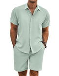 COOFANDY Mens Linen Set Beach Clothes for Men Summer Outfits, Light Green, X-Large