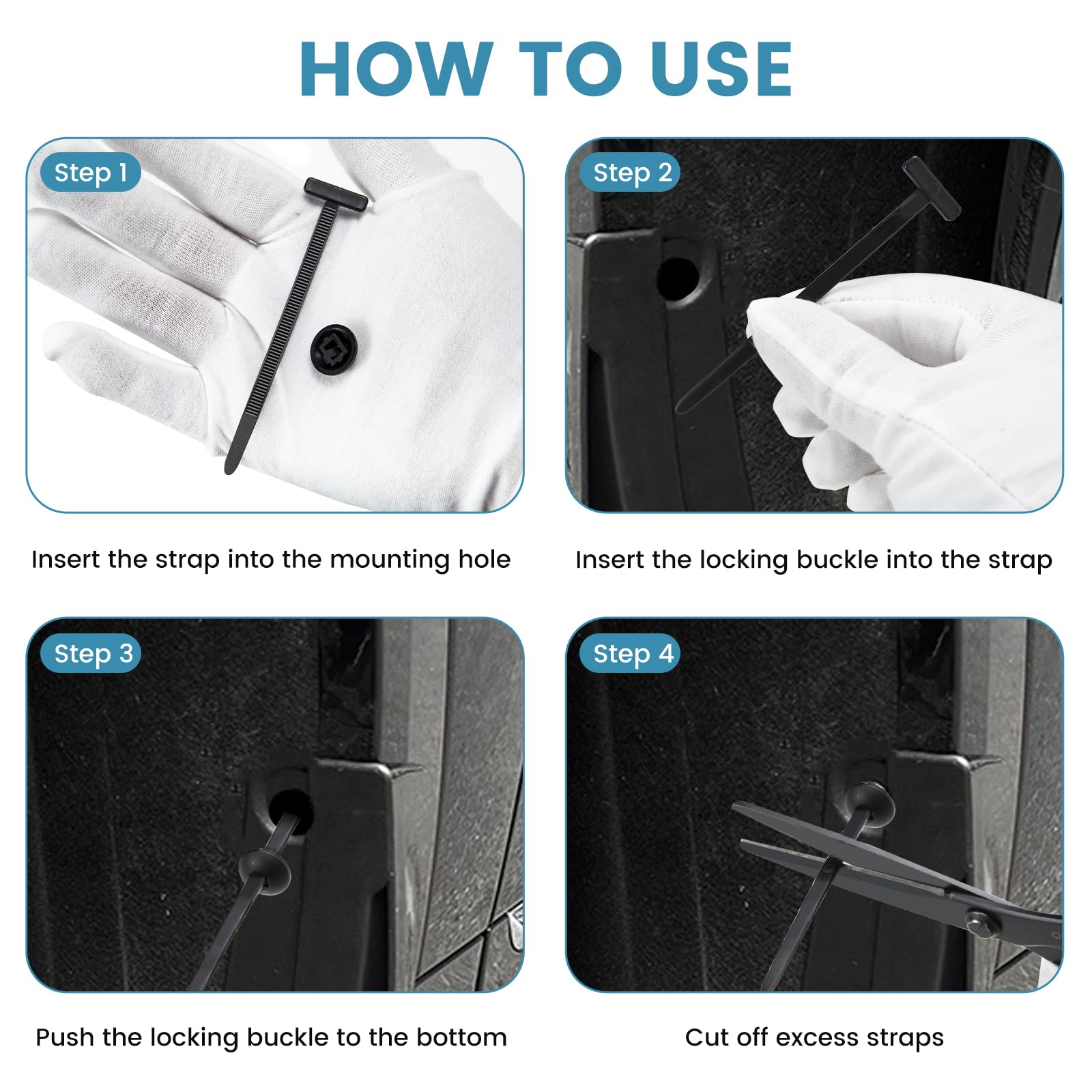 100 Pcs Nylon Universal Cable Tie Buckle, Multifunctional Nylon Cable Ties, Plastic Cable Tie Tool Fasteners, Zipper Clips, Suitable for Car Daily Repair (Black)