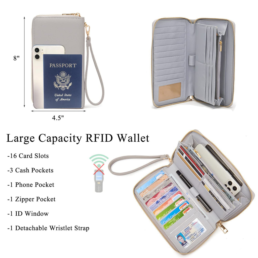 Large Crossbody Bags Ladies Shoulder Handbags Purse and Wallet Set for Women Hobo Purses Grey