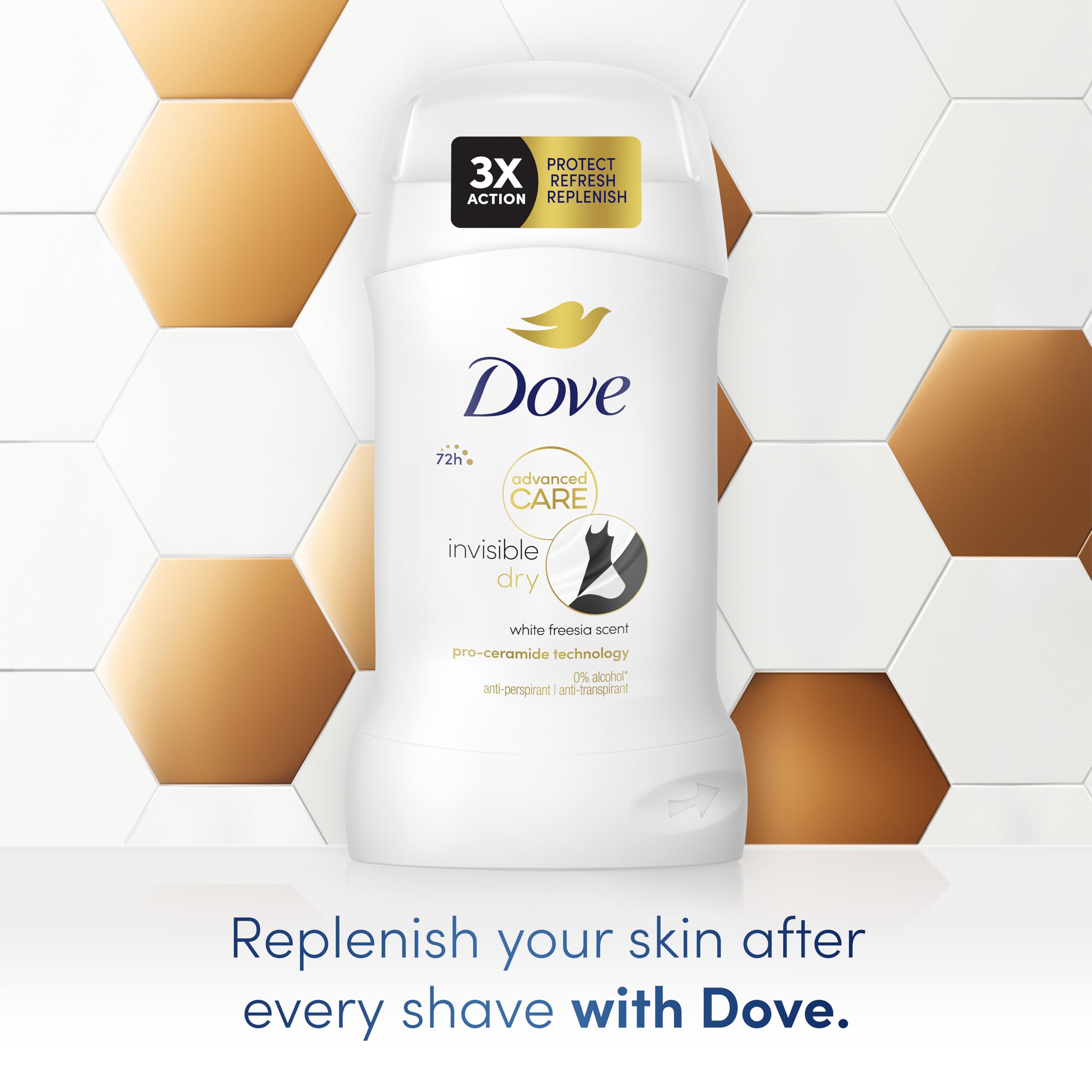 Dove Advanced Care Invisible Dry Anti-Perspirant Cream Women's Deodorant Stick with pro-ceramide technology for 72 hours sweat protection 50 ml