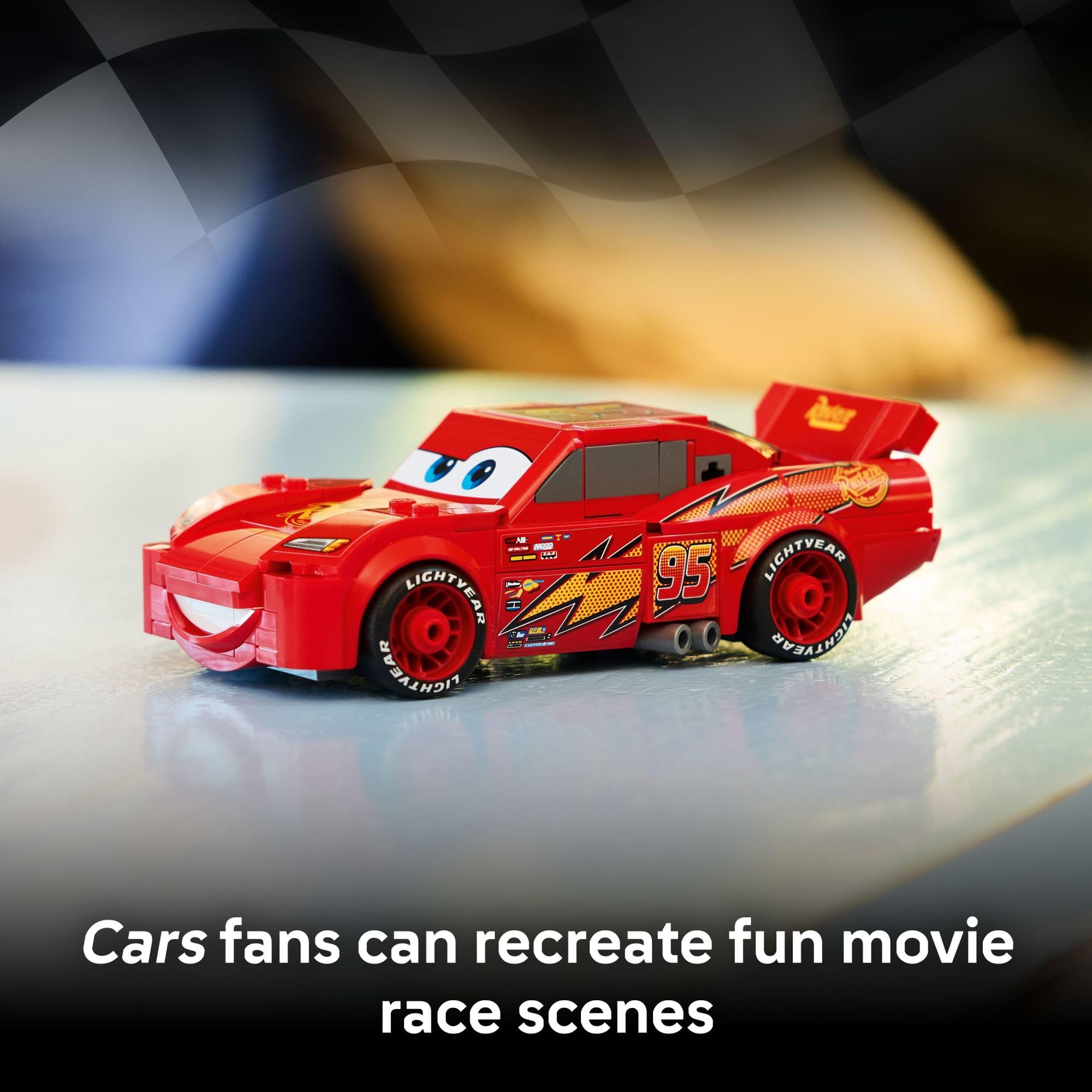 LEGO Speed Champions Lightning McQueen Toy - Disney Pixar Cars Building Blocks for Kids, Boys & Girls, Ages 9+ - Pretend Play Race Car & Bedroom Shelf Display - 77255