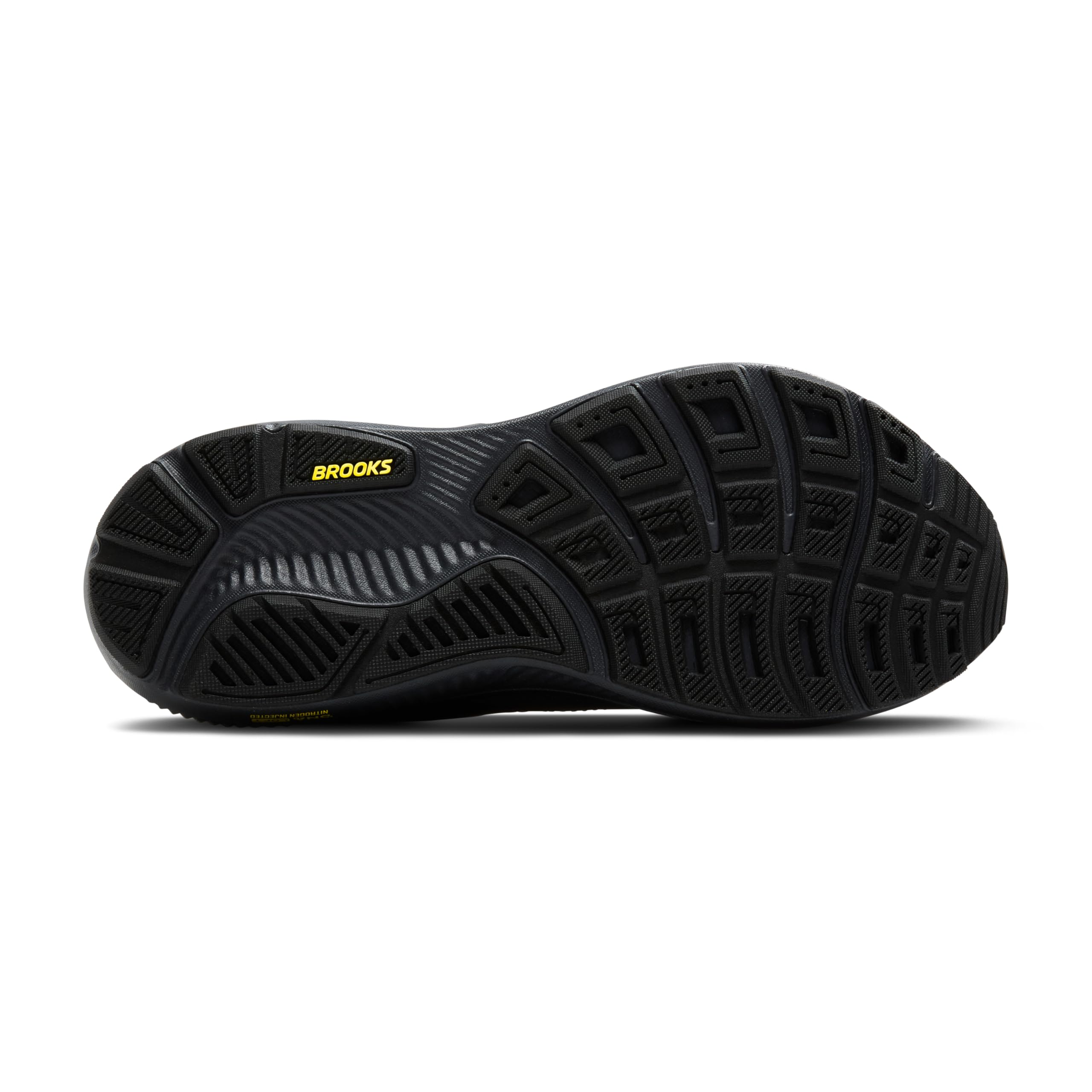 Brooks Men’s Ghost 17 Neutral Running Shoe - Ebony/Black/Yellow - 12 Medium