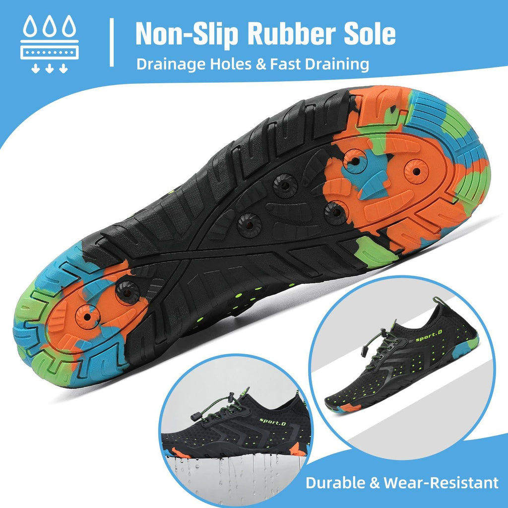 Mishansha Water Shoes for Women Men, Quick-Dry Barefoot Swim Shoes with Drainage Holes, Lightweight Aqua Shoe for Beach Pool River Boating Yoga Walking 7 Women/6 Men Carbon Black
