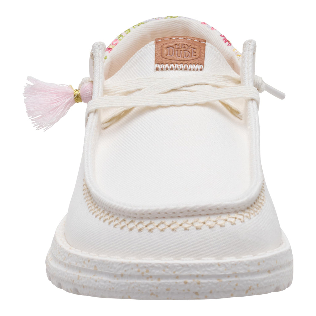 HEYDUDE Wendy Funk Embroidered Floral Ivory/Multi Size 8, Women’s Shoes, Slip-on Loafers, Comfortable & Light-Weight