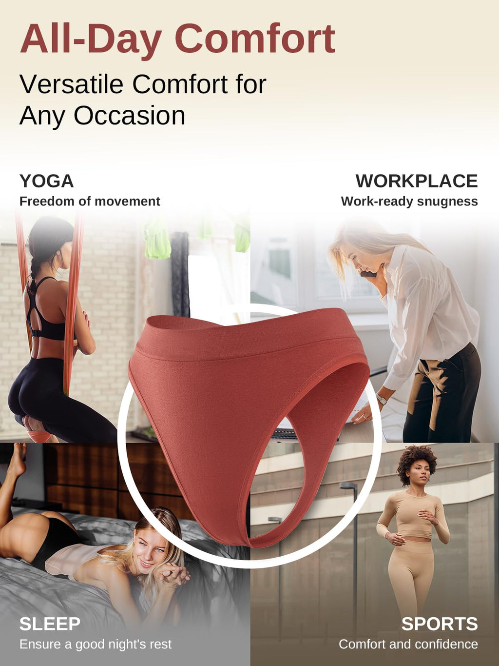 linccure Breathable Seamless Thongs: Comfortable Women's Underwear 5-Pack (US, Alpha, XX-Large, Regular, Regular, A 5 Colors 5-Pack)