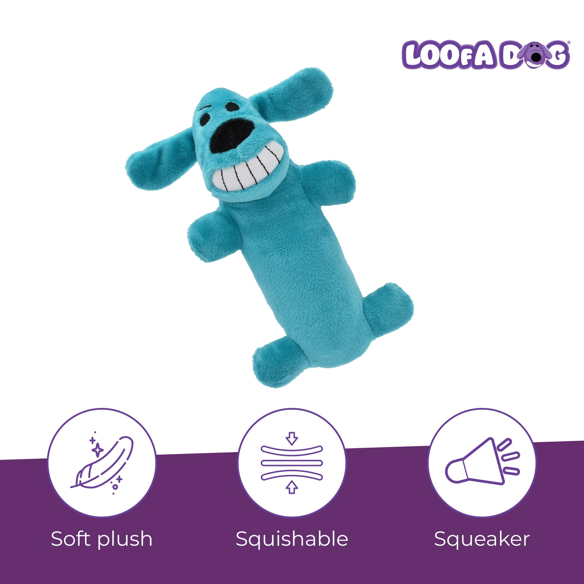 Multipet Original Loofa Dog Plush Toy - Squeaky Toy for All Dogs - Extra Soft Plush - Stuffed Animal Dog Toys for Playing (1 Count, 6”, Random Color Surprise)