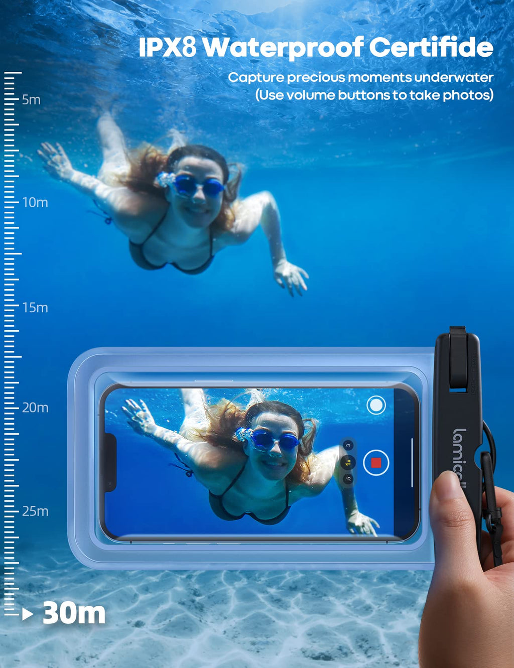 Lamicall Waterproof Phone Pouch Case - [2 Pack][Easy Lock & Heavy Duty] IPX8 Water Proof Cell Phone for Beach, Swimming Equipment Bags for iPhone 17 16 15 14 13 12 Pro Max Plus, Galaxy S25, 4-7"