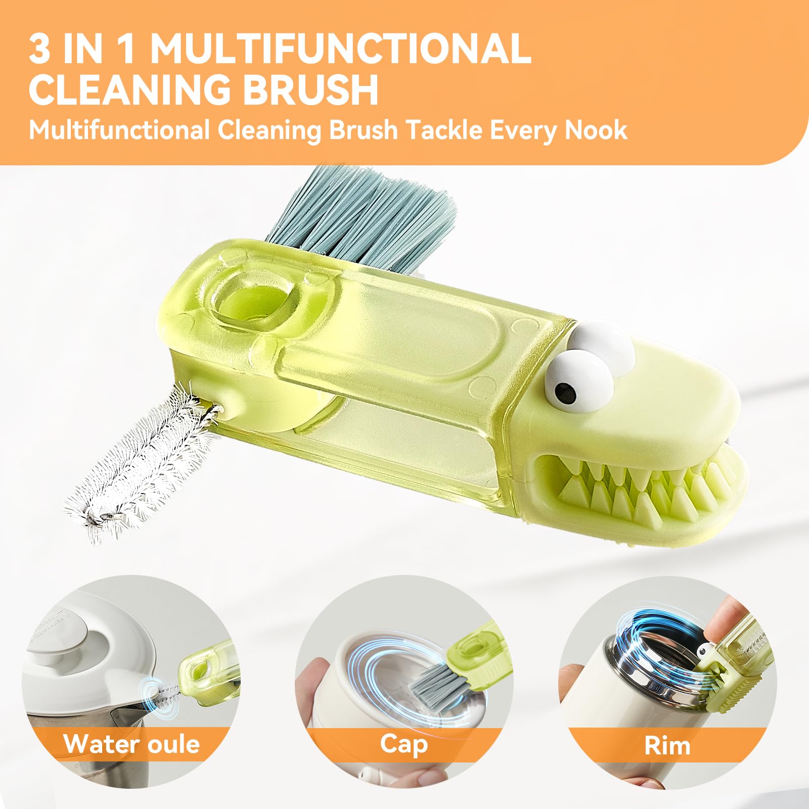 3 in 1 Cup Lid Gap Cleaning Brush Set, Multifunctional Bottle Cleaning Brush, Silicone Cup Lid Gap Cleaner, Home Kitchen Crevice Cleaning Tools (Multicolored)
