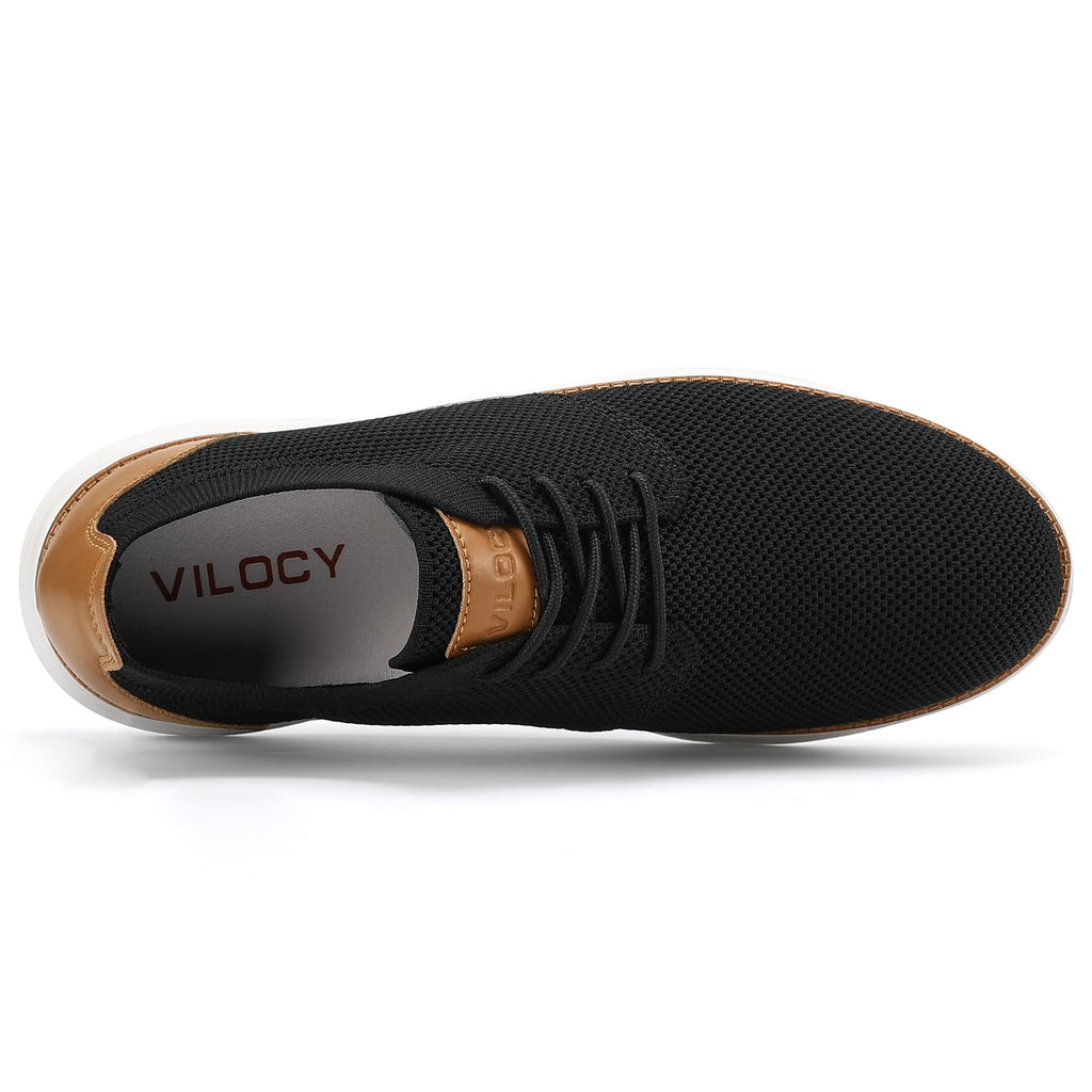 VILOCY Men's Fashion Dress Sneakers Casual Walking Shoes Business Oxfords Comfortable Breathable Lightweight Tennis Zapatos para Hombre Black,US11 EU44