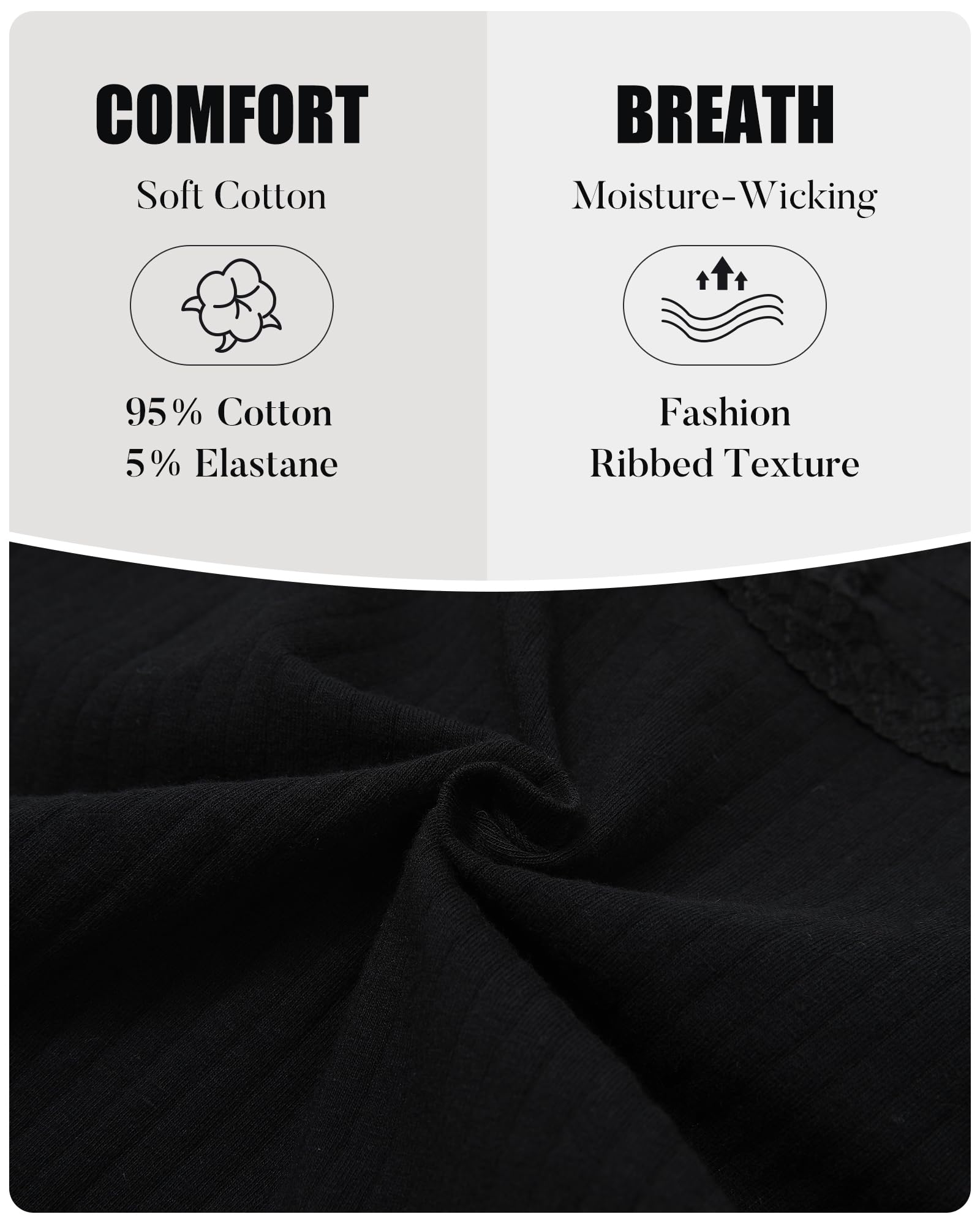 LEVAO 6 Pack Black Cotton Underwear for Women Lace Cheeky Bikini Panties Stretch Soft Hipster Ladies Briefs S-XXL