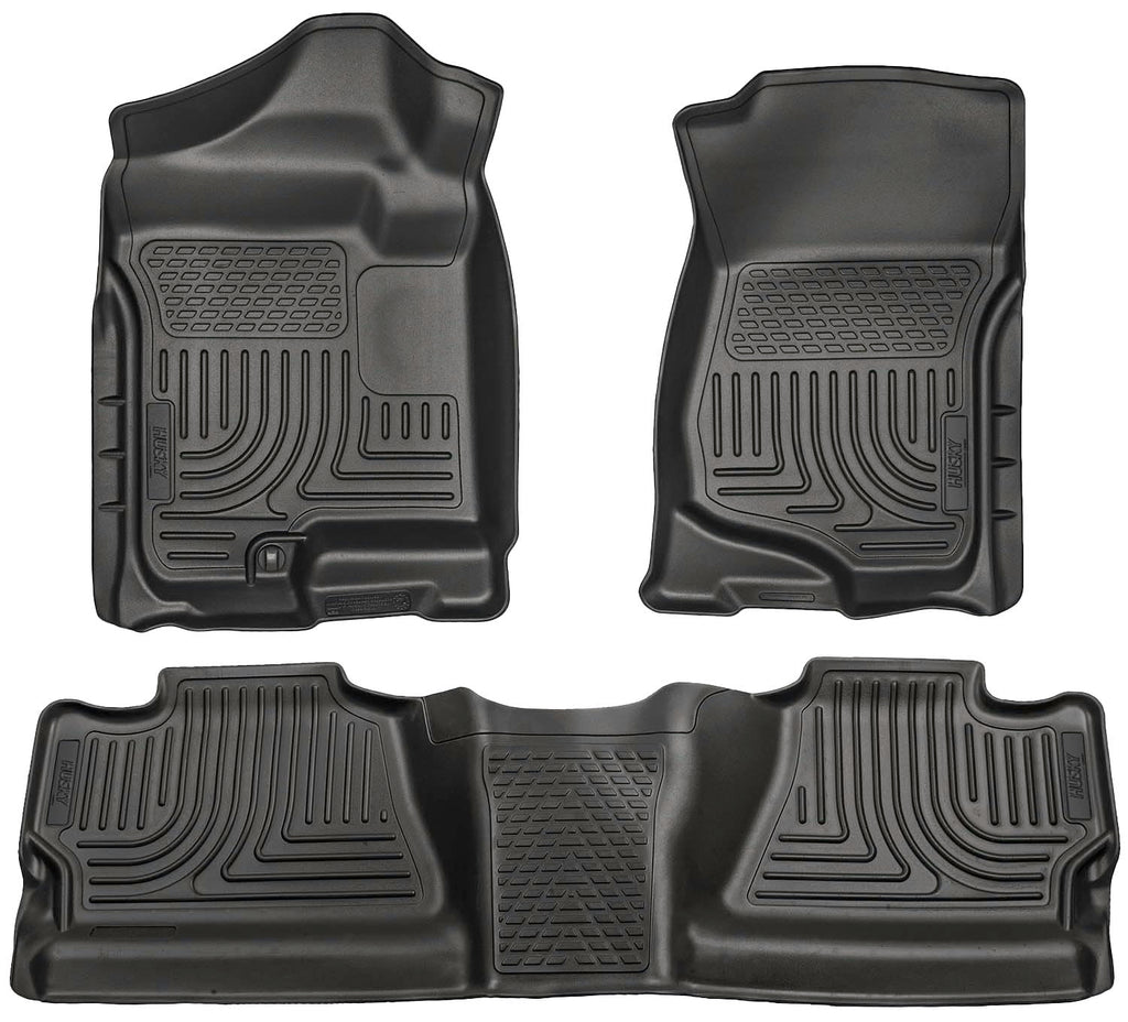 Husky Liners Weatherbeater Floor Mats | Fits 2007 - 2013 Chevrolet Silverado & GMC Sierra 1500; 2007-2014 Silverado/Sierra 2500/3500 Crew Cab (Footwell Coverage) | Front & 2nd Row, 3-pc Black - 98201