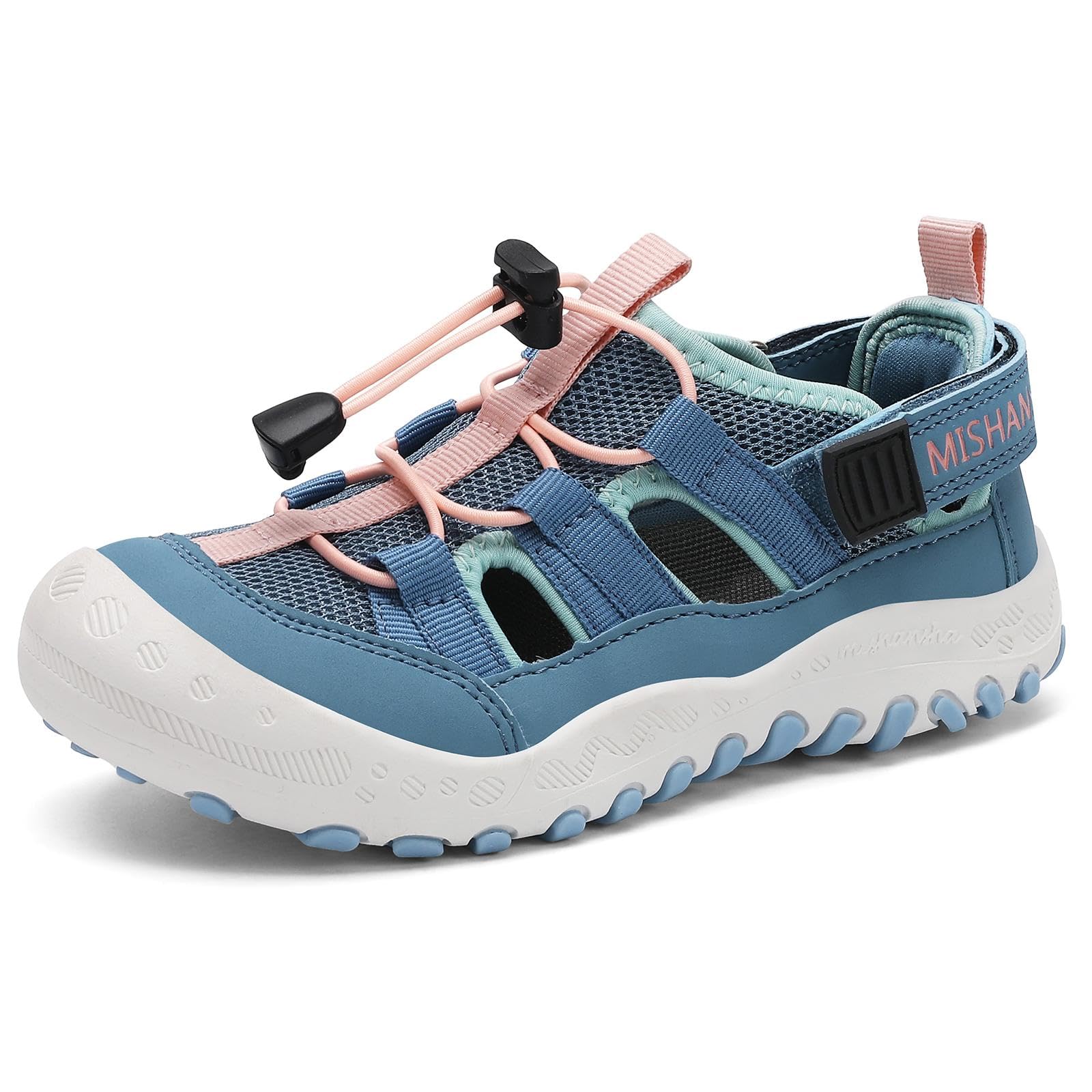 Mishansha Kids Outdoor Sport Sandals Closed Toe Adjustable Boys Girls Hiking Sandals Non-Slip Quick-Dry Water Sandal for Little Kid Size 11.5 Sky Blue