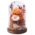 lovenfold Flowers for Delivery Prime Preserved Flowers Rose in Glass Dome,Orange Rose Forever Flowers Birthday Gifts for Women Mom Grandma Friend Thanksgiving Gifts for Her,Home Decor