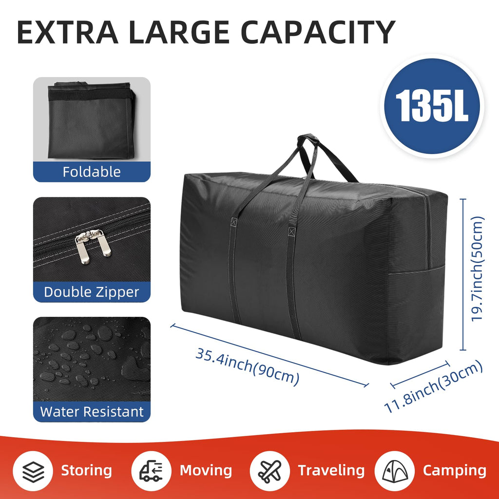 Extra Large travel duffel bag with Strong Handles, Waterproof duffel bag, Durable Zippers, Extra Large Storage Totes for Space Saving and Moving Supplies