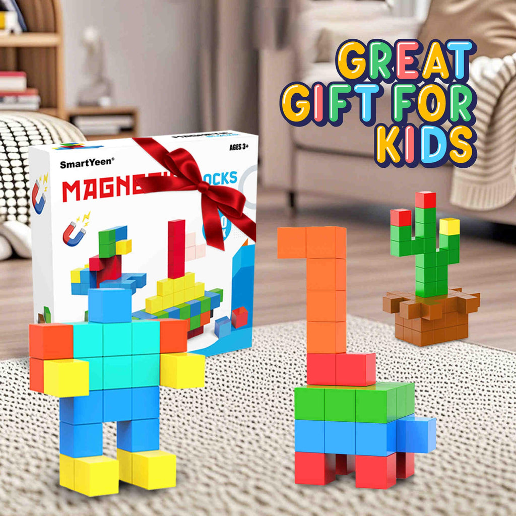 SmartYeen 100PCS Magnetic Blocks,Magnetic Building Blocks for Toddlers Sensory & STEM Montessori Toys,Ideal Gifts for Boys Girls 3-8 Years Old