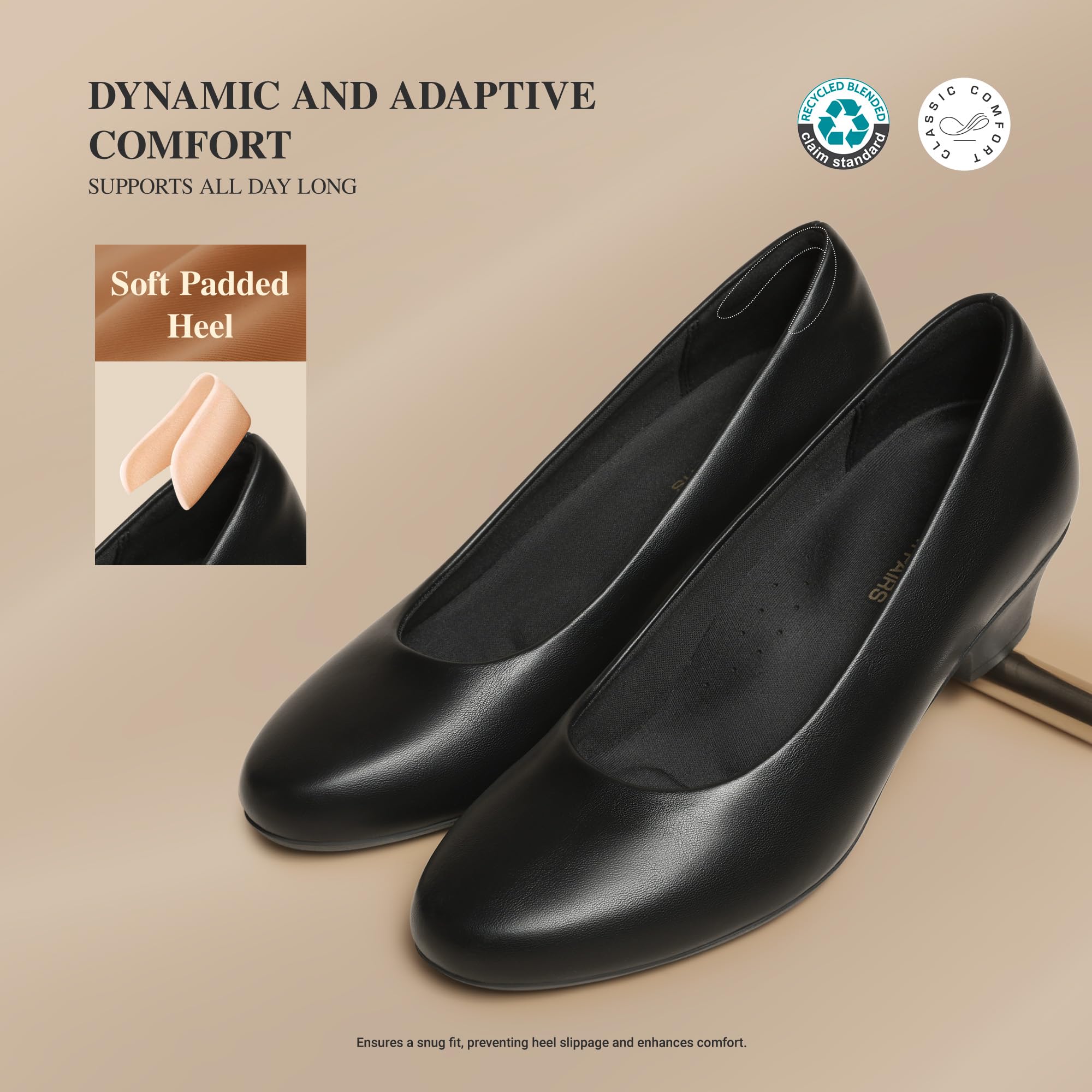 DREAM PAIRS Women's Chunky Closed Toe Dress Low Block Heels Comfortable Slip On Work Pumps Wedding Casual Shoes,Size 8,Black,SDPU26009W
