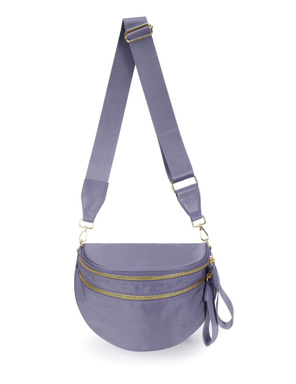 FEIBOON Spacious Nylon Crossbody Bag Bum Bag Handbags Wallets Purses Trendy Shoulder Bag for Women (Cloudy purple)