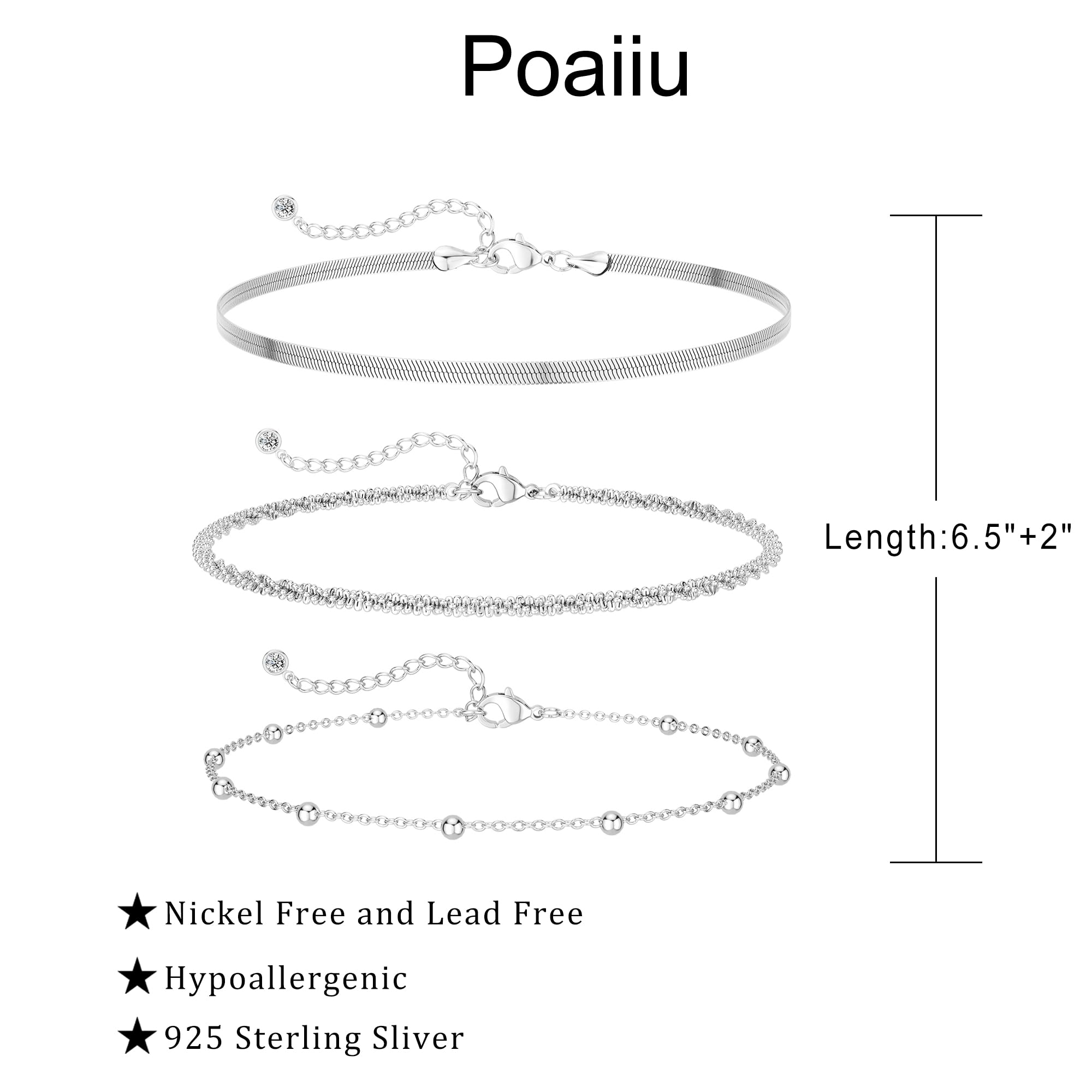 Silver Plated Layered Bracelets Bracelets Set for Women Silver Dainty Link Chain Bracelet Stackable Jewelry Gifts for Women