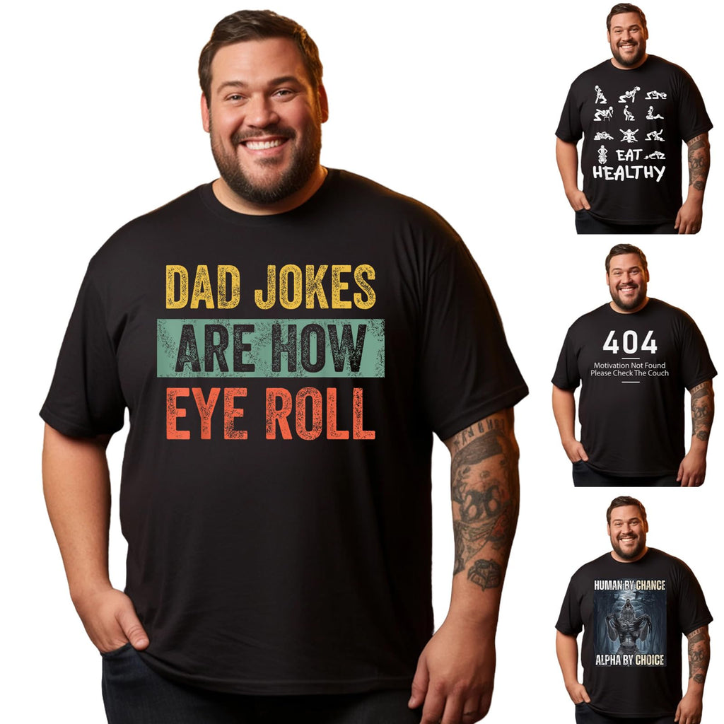 xtalline Big and Tall Men T Shirts Graphic Tee Shirt Casual Fashion Short Sleeve Plus Size T Shirt Tshirts for Men 4XL XXXXL XXXX 4X Large #20 Dad Joke T0 5DAR 020