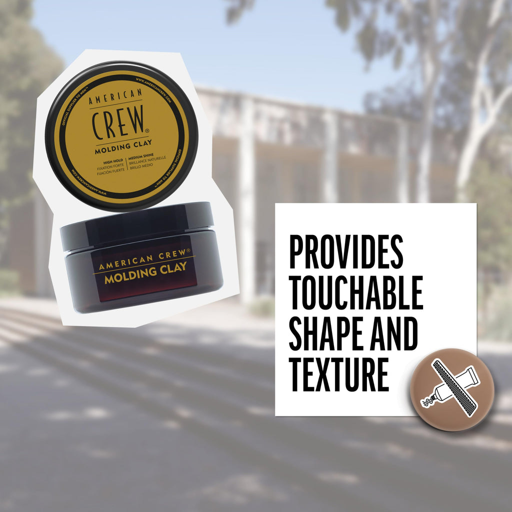 American Crew Men's Hair Molding Clay, Like Styling Gel with Strong Hold & Medium Shine, 3 oz