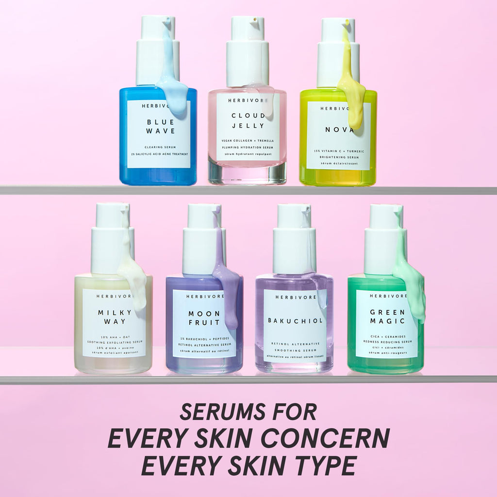 HERBIVORE Bakuchiol Retinol Alternative Face Serum REGULAR STRENGTH - Bakuchiol + Peptides, Smooths Skin, Reduces Fine Lines & Wrinkles, Plant-based, Vegan, Cruelty-free, 30mL / 1 oz