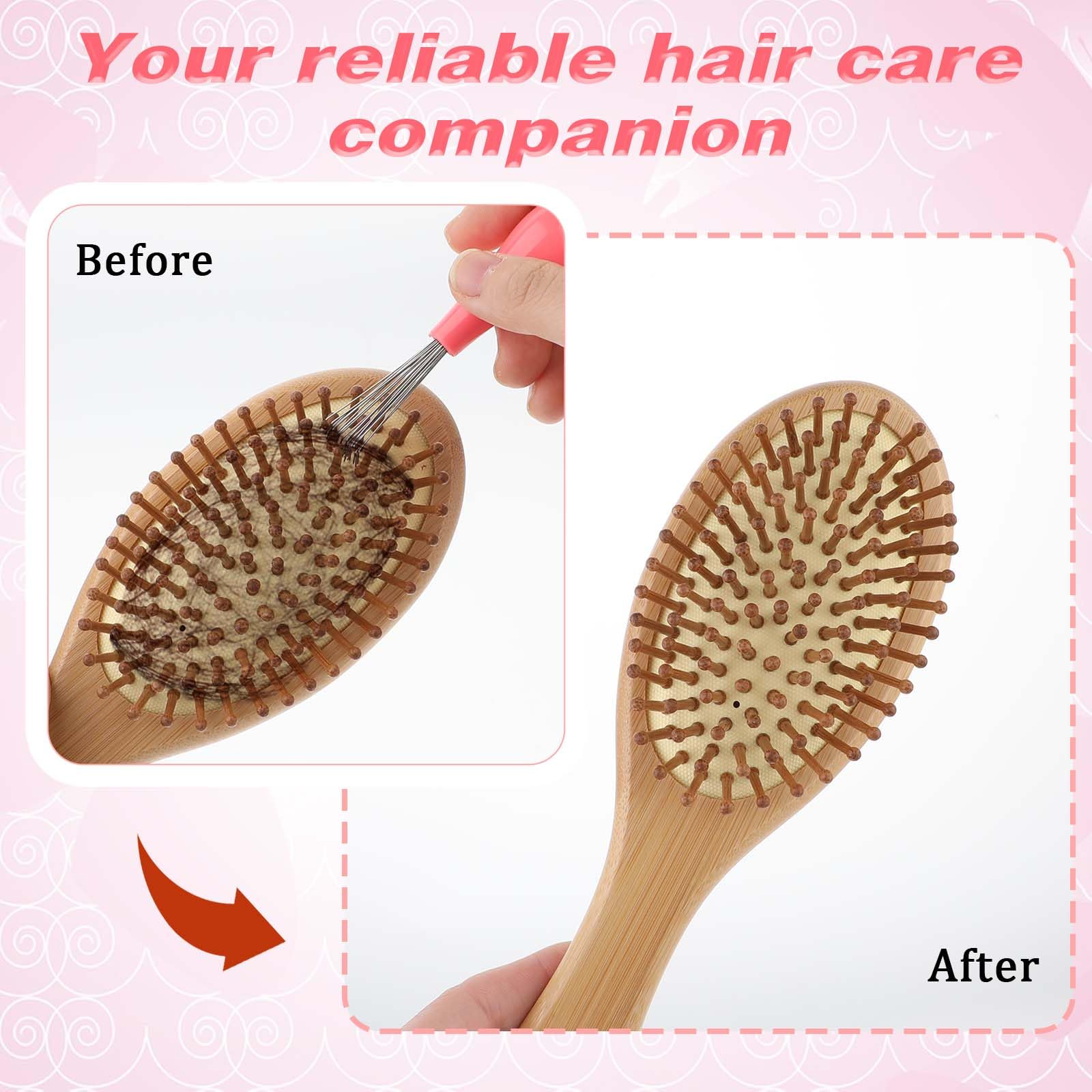 Hairbrush Cleaner Tool Set, 4 PCS Hair Brush Cleaner Rake Comb Cleaning Brush Mini Comb Cleaner Hairstylist Essentials Embedded Tool for Home and Salon Use Removing Hair Dust (4 Style)
