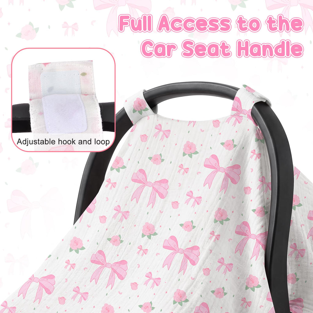 Car Seat Cover Baby, Muslin Cotton Infant Car Seat Canopy, Universal Baby Car Seat Cover, Breathable Nursing Cover Canopy Shower Gift