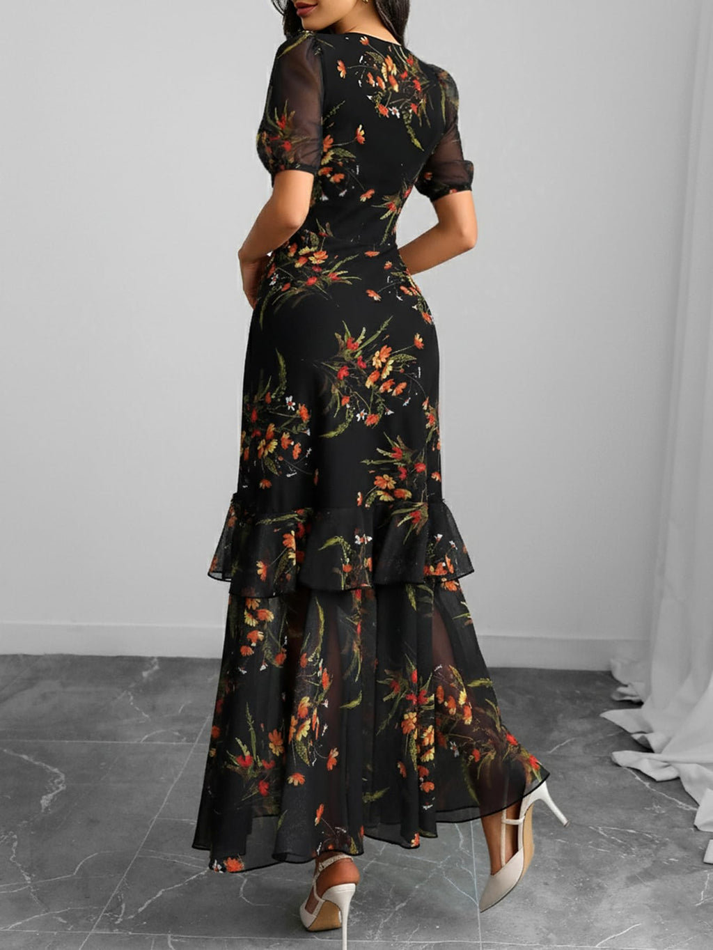 GothDark Cute Dress for Wedding Guest Summer Dresses for Women 2026 Vacation Square Neck Dress Orange Small Fits US Size 4
