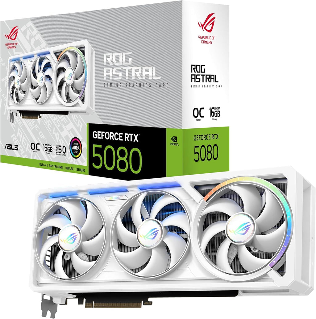 SINCE 1861 ASUS ROG Astral GeForce RTX™ 5080 16GB GDDR7 White OC Edition - Quad-Fan Graphics Card Delivering unprecedented Airflow and air Pressure for Optimal Performance
