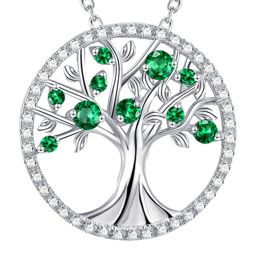 Re Besta Mothers Day Jewelry Gifts Wife Mom May Birthstone Green Emerald Tree of Life Necklace Women Birthday Gifts Jewelry Gifts Sterling Silver