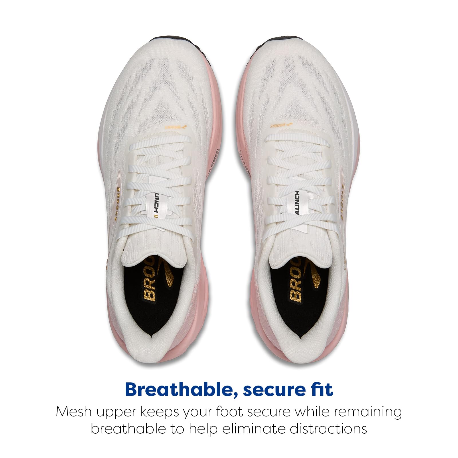 Brooks Women’s Launch 11 Neutral Running Shoe - White/Gold/Pink - 8 Medium