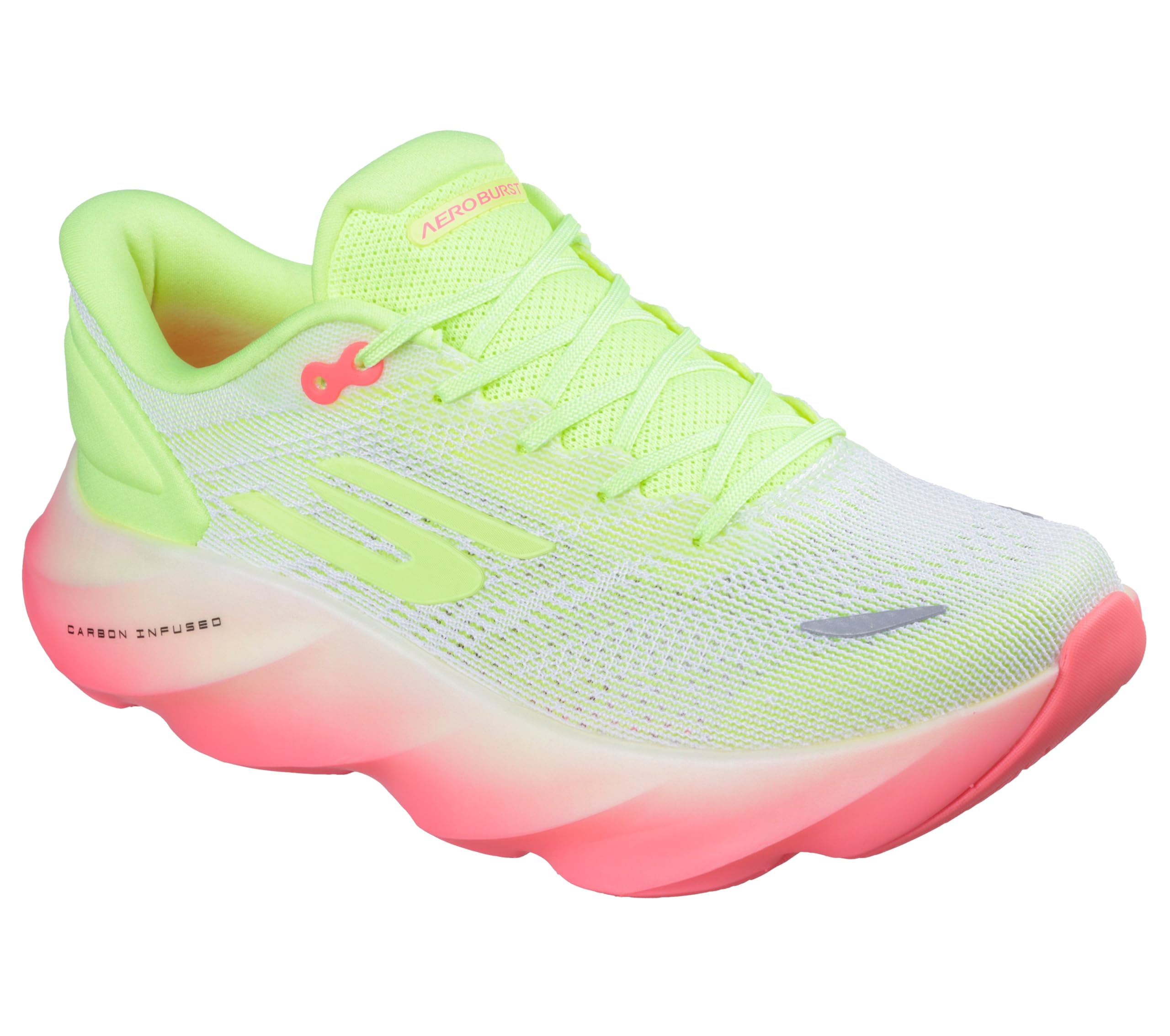 Skechers Women's Aero Burst Running Shoe, White/Yellow, 9
