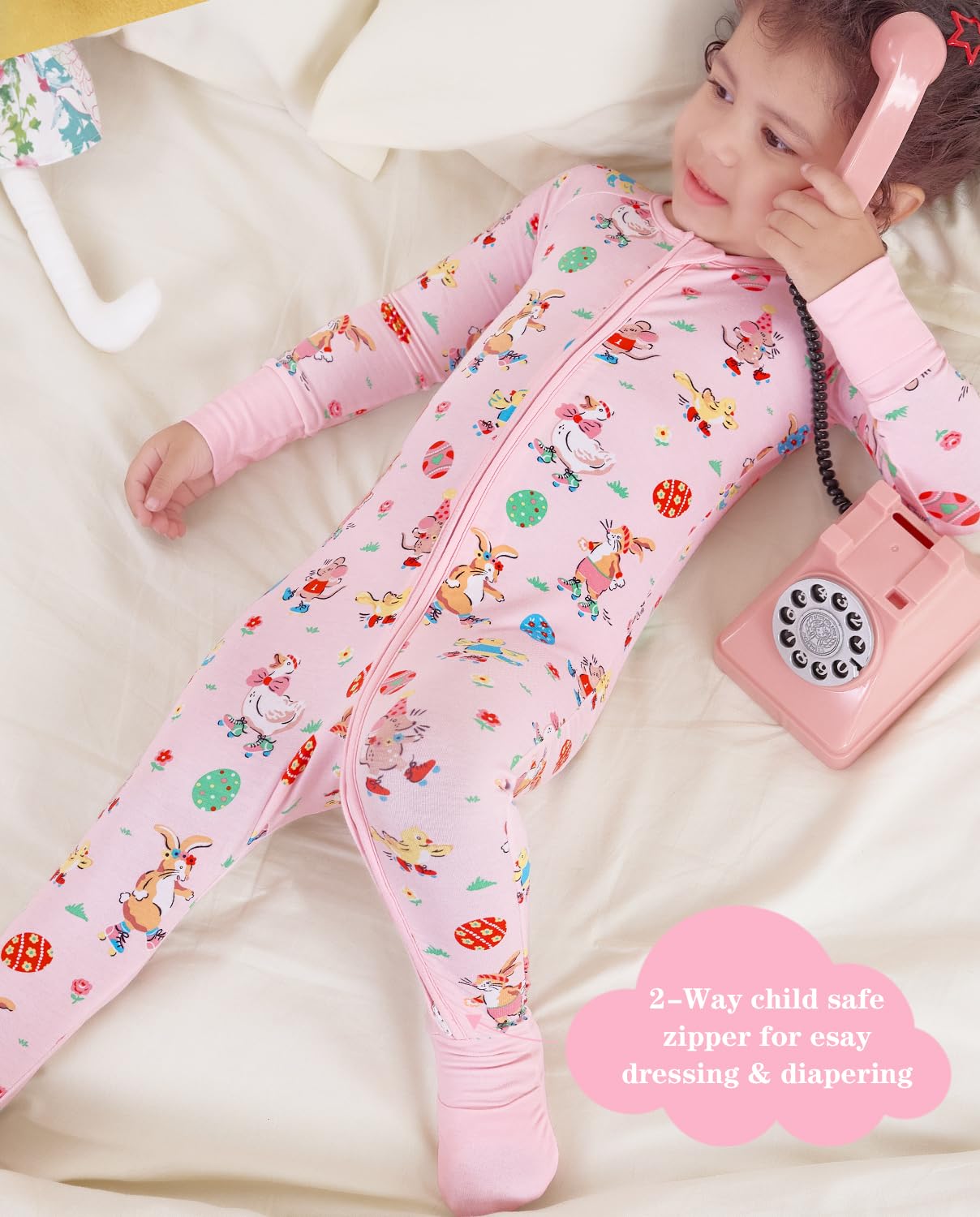babee Reshinee Bamboo Viscose Baby Footie Pajama, Zipper Pajamas for Baby Boys & Baby Girls 0-24M