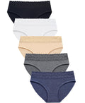 Wealurre Cotton Panties for Women Bikini Underwear Hipster Underpants Lace Briefs Pack(L,WP-5PC-ASST)