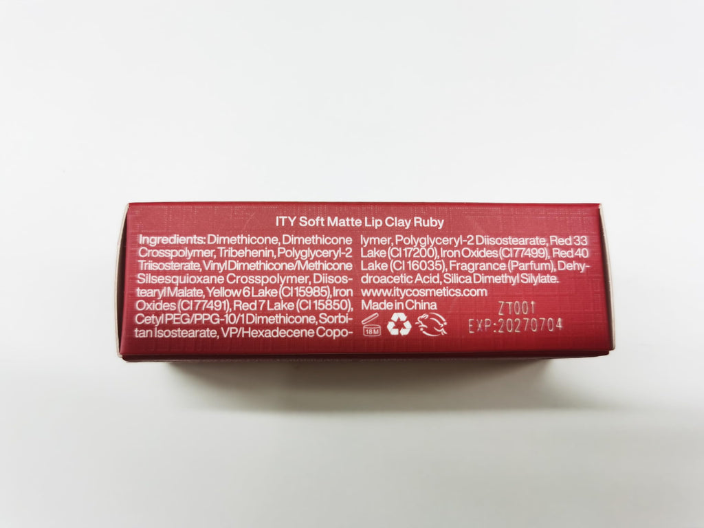 ITY Velvet Matte Finish Lip Stain-Mousse Textured Lip Clay, Red Shade, Conceals Lip Lines, Rich Pigment Lip Tint Lipsticks, 0.14 oz (4g) in Ruby