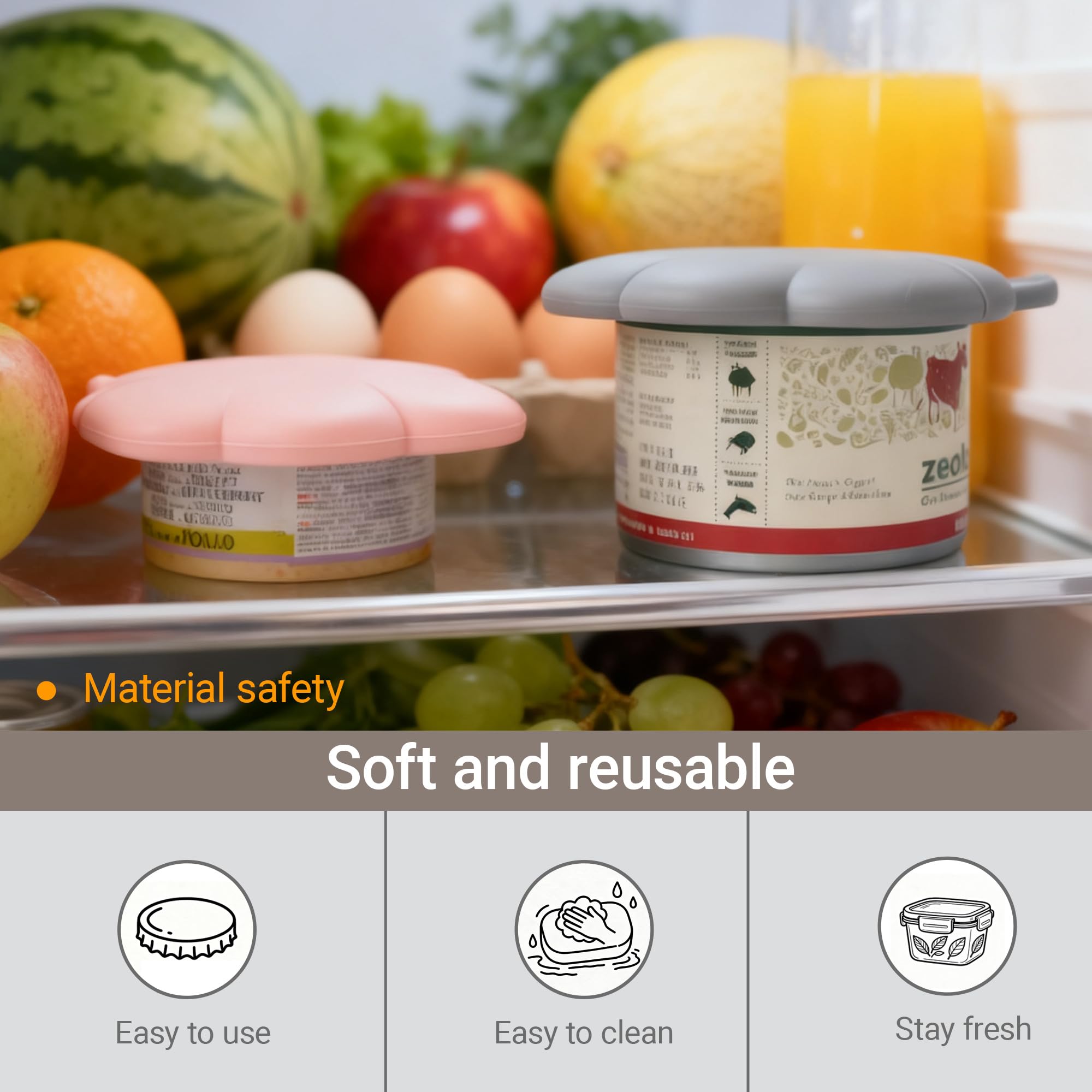 Ydeer Pet Food Can Lids And Spoon,2 Pack Pet Food Can Covers, One Fit 3 Standard Size Cans,For Dog And Cat Food Cans,Grey,Pink