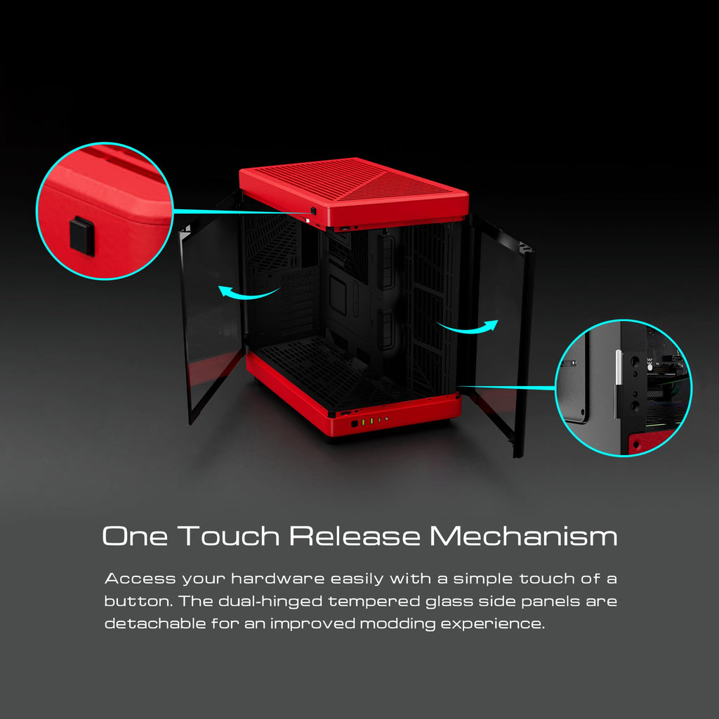 GAMDIAS RGB Tempered Glass Gaming Computer PC Case, 2-Way Standing w/Vertical & Horizontal Orientaton & One-Touch Open, Support up to 420mm AIO, Huge Cable Management & Excellent Airflow NESO P1 BR