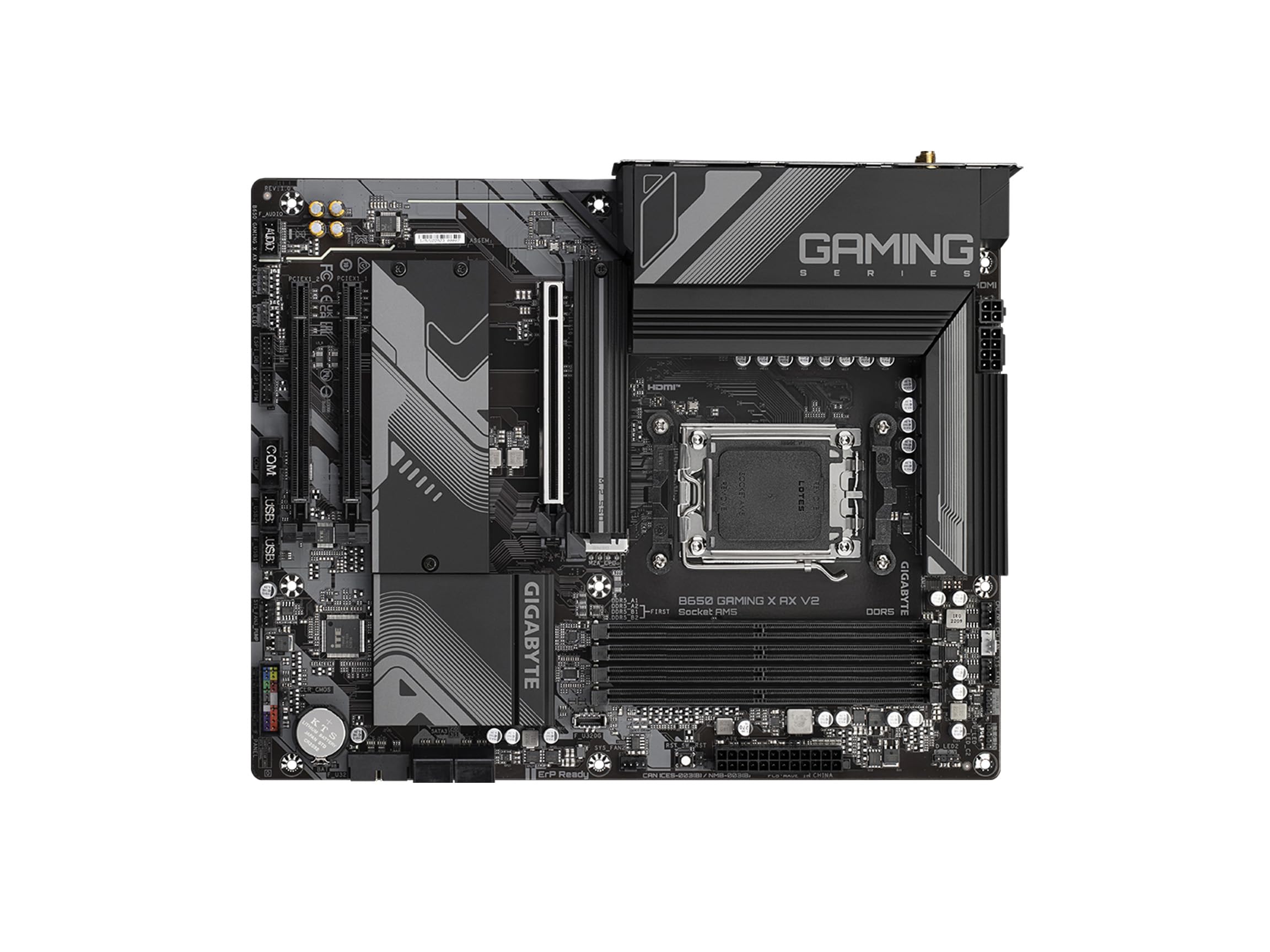 GIGABYTE B650 Gaming X AX V2 (rev. 1.0) AM5 LGA 1718 AMD B650 ATX DDR5, Triple M.2, PCIe 5.0, USB 3.2 Gen2x2 Type-C, AMD Wi-Fi 6E, Realtek 2.5GbE LAN (Renewed)