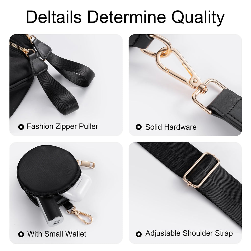 X-KIDS Bum Bags for Women Checkered Crossbody Bag Large Nylon Belt Purse Fanny Packs, Bonus with a Extra Strap