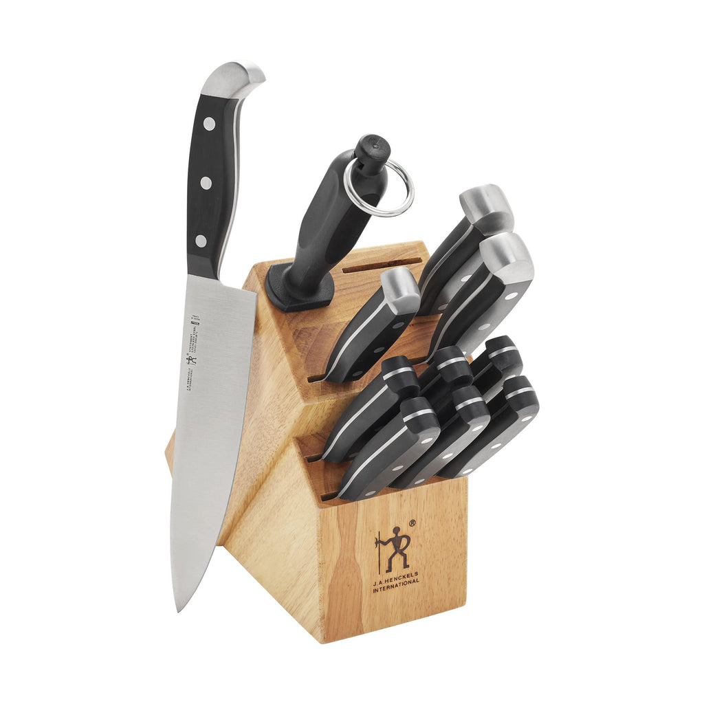 HENCKELS Statement Premium Quality 12-Piece Knife Set with Block, Razor-Sharp, German Engineered Informed by 100+ Years of Mastery, Lightweight and Strong, Dishwasher Safe, Natural