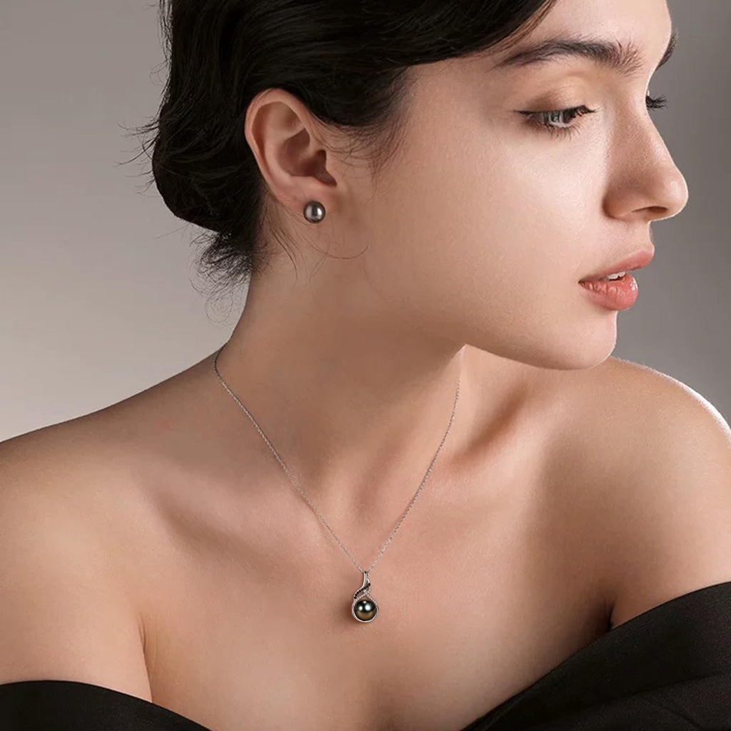 NONNYL Gift for Wife Women Wedding Birthday Anniversary Jewelry- Mother's Day Valentines Day Gifts for Mom Her Black Pearl Necklace for Women | Birthday Gifts for Women Wife Christmas