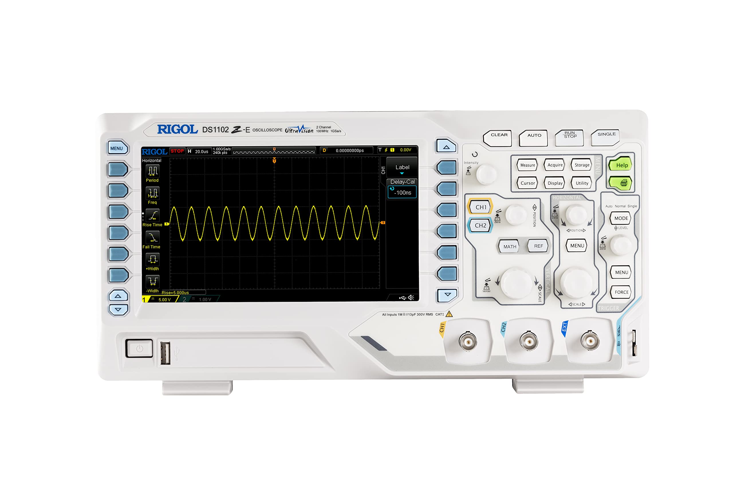 RIGOL Digital Oscilloscope DS1102Z-E 100 MHz 2-Ch 1 GSa/s 24 Mpts 30,000 wfms/s UltraVision 7" 800x480 Intensity Display, 60,000-Frame Record, Serial Decode UART I2C SPI for Debug & Education