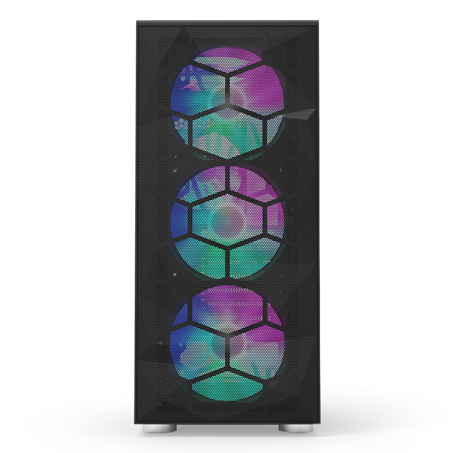 Montech X3 Mesh, 6 Fans - 3X 140mm & 3X 120mm Fixed RGB Lighting Fans, ATX Mid-Tower PC Gaming Case, USB3.0, Door Open Tempered Glass Side Panel, High Airflow, Black