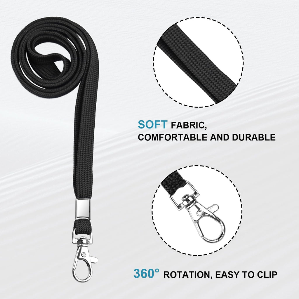 Koorito 3 Pack Clear ID Badge Holder with Lanyard Black Lanyards with Vertical Waterproof ID Badge Holder for Office, School, Travel