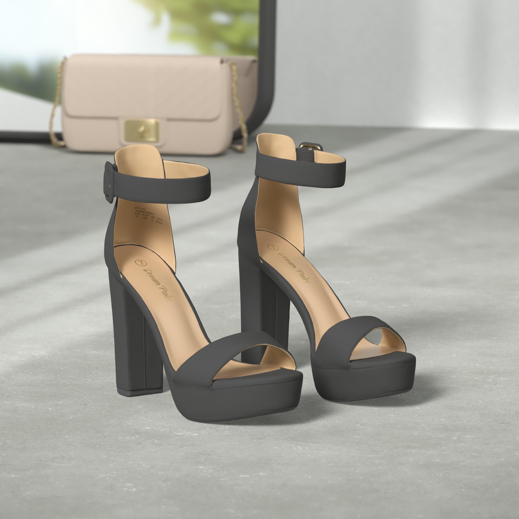 DREAM PAIRS Womens HI-LO High Heel Platform Pump Sandal Orinthia,Size 7,Black/Nubuck,HI-LO