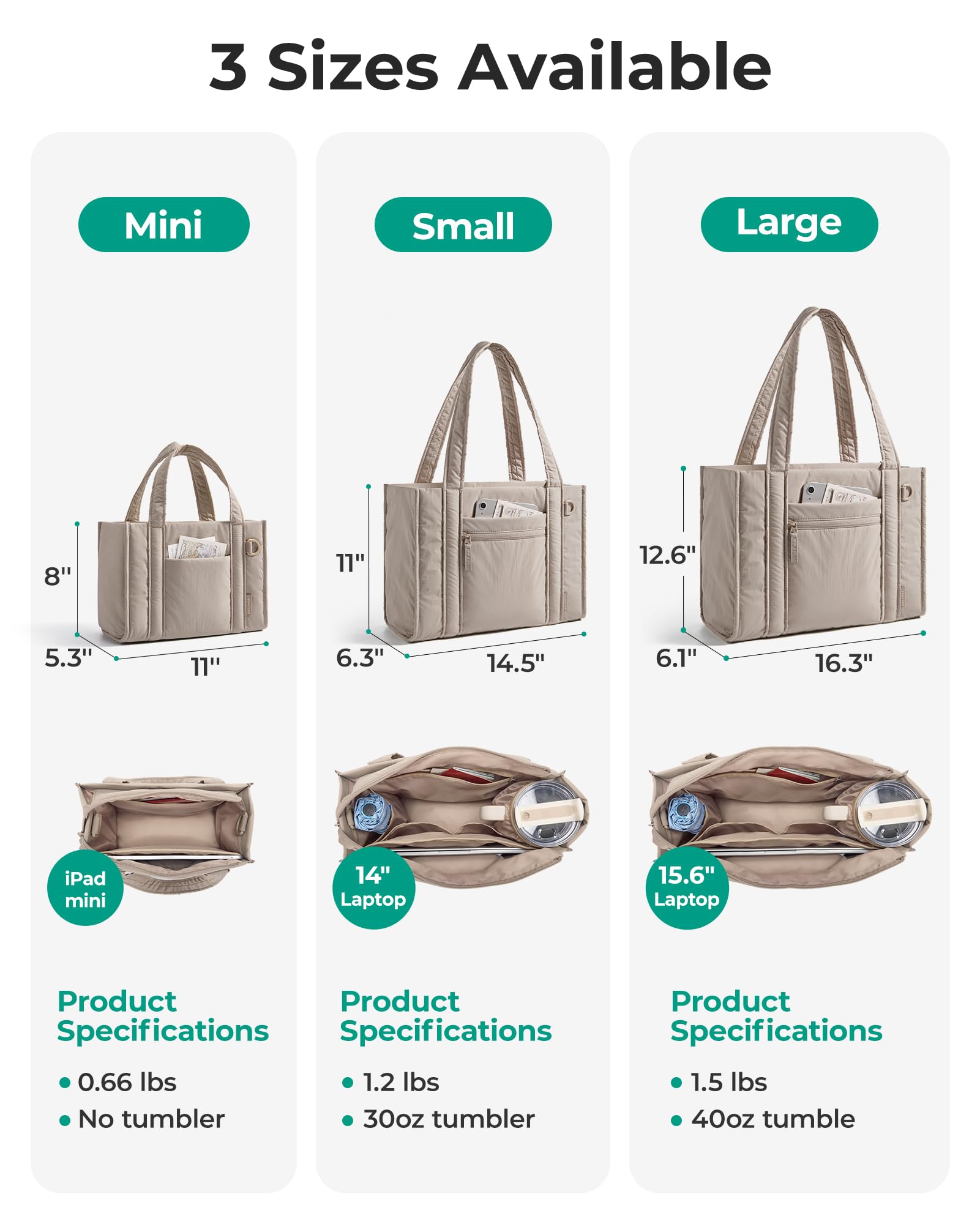 BAGSMART Boxy Tote Bag for Women, Crossbody Bag with Zipper, Crush Bow Purses for Travel Work College, Tan, Large