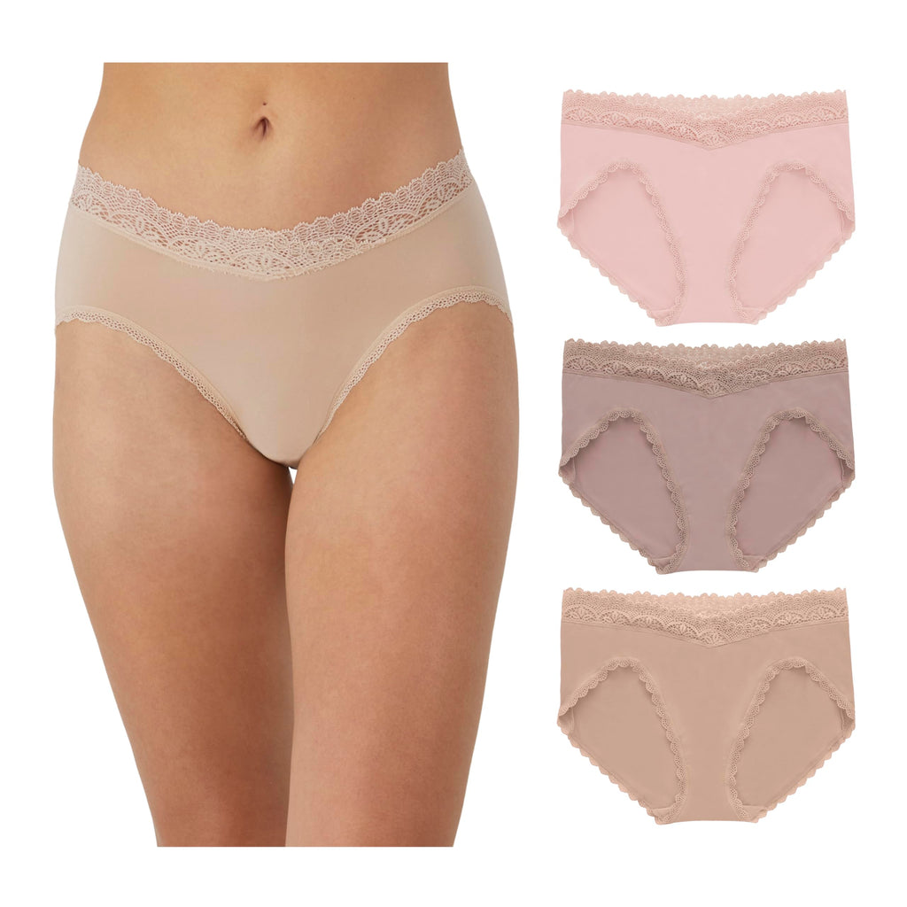 Maidenform Women's Microfiber Bikini Underwear, Mid-Rise Bikini Panties, 3-Pack