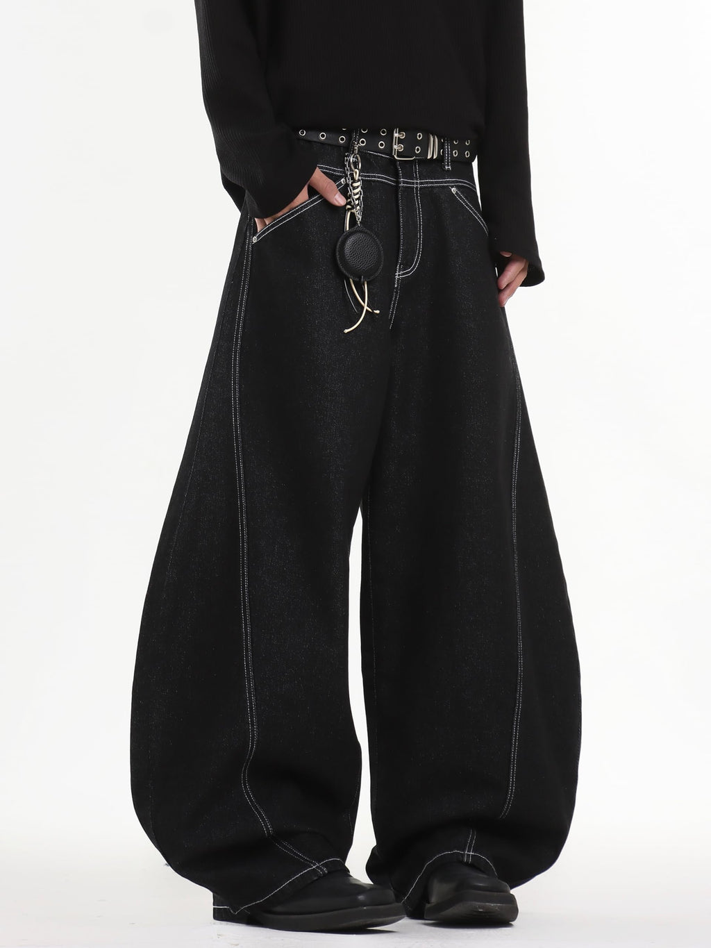 DFGIGT Baggy Barrel Jeans for Men Wide Leg Loose Fit Jeans Y2K Hip Hop Streetwear Denim Pants Oversized Relaxed Trousers 2000s Extreme Motion Skateboard Skate,E10 Black,Large
