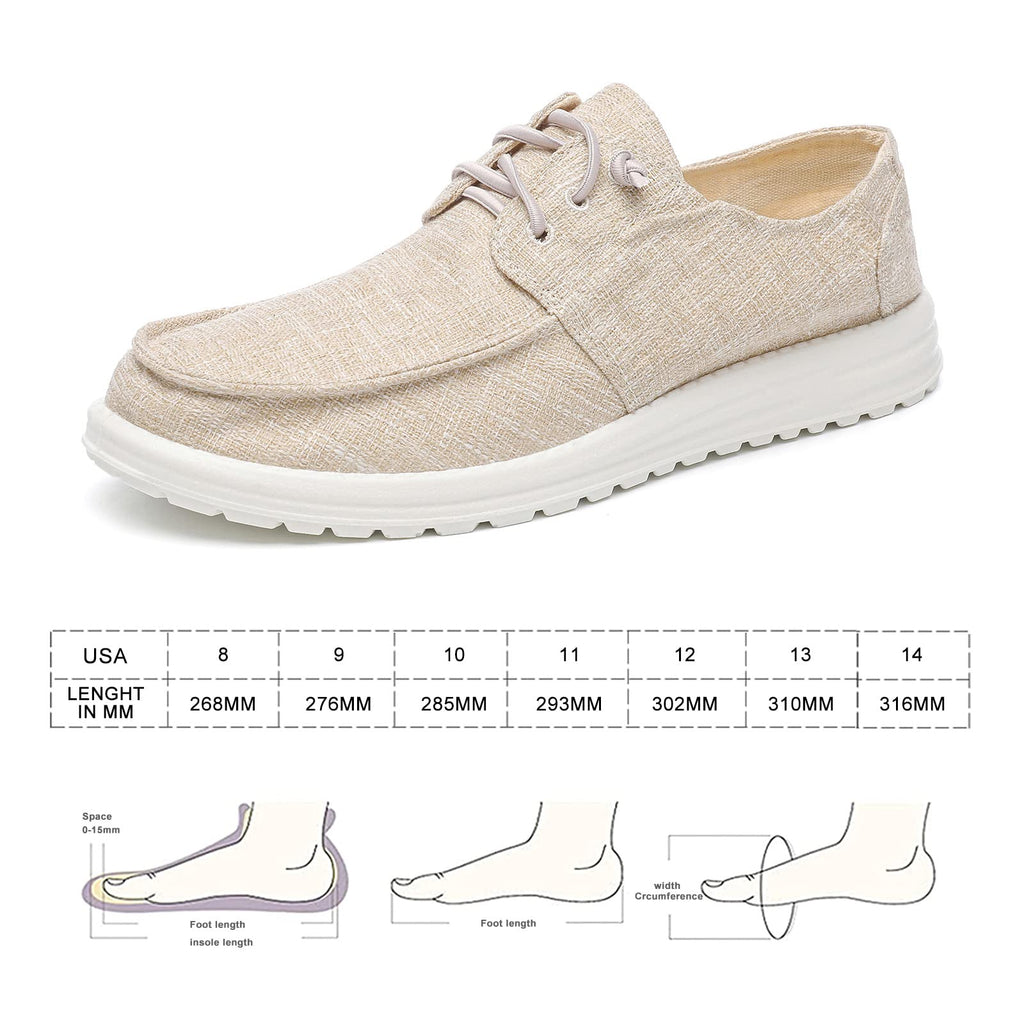 Betrue Men's Boat Shoes Slip On, Lightweight Soft Deck Shoes, Men Loafers Canvas Shoes, Soft Cloth Loafers for Men (BE2010A-BEG-45)