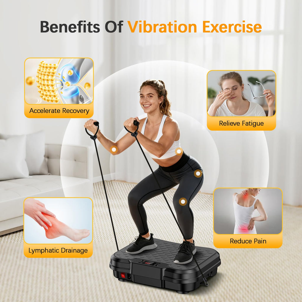 Vibration Plate Exercise Machine, 250 Speeds Home Fitness Vibrating Plate for Lymphatic Drainage, Vibration Plate 400 Lbs Capacity, Vibrating Plates for Weight Loss, Workout Equipment for Women Men
